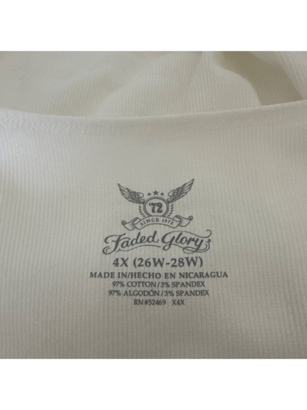 Faded Glory Womens White Ribbed Tank Top 4X 97% Cotton 3% Spandex Bikercore - Picture 4 of 11